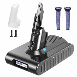 6000mAh V7 Ersatzakku für Dyson V7 Animal Motorhead Absolute Fluffy Trigger SV11, Akku mit LCD-Display & Echtzeitanzeige, Hohe Kapazität Li-ion Staubsauger Akku inkl. 2 Vorfilter & Gehäuseschutz Angebot bei HelloDeals