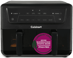 Cuisinart XXL Zweizonen-Heißluftfritteuse| PFAS Frei | Chemiekalien frei,| Braten, Grillen, Backen, Dehydrieren und Warmhalten | 2 kammern| 2 x 5.2L - 8+ portionen| Spülmaschinenfeste Teile, Schwarz 2 Kammern + Fenster Schwarz Angebot bei HelloDeals