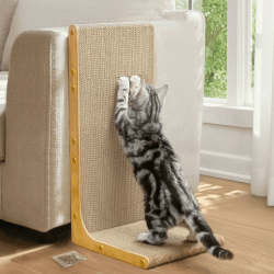 Conlun Kratzbrett für Katzen, 58 cm L-förmige Wandmontage, vertikale Kratzfläche, strapazierfähige Pappe zum Möbelschutz für Wohnungskatzen, Groß,Holzoptik 58cm Angebot bei HelloDeals