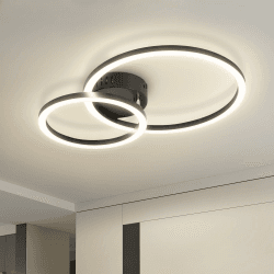 Homefire LED Deckenlampe Wohnzimmer Deckenleuchte - Schwarz Küchenlampe 23W | 4000K Küchenlampe 40cm Wohnzimmerlampe Modern 2-Ringe Design Deckenbeleuchtung für Küche Schlafzimmer Flur Büro Schwarz 4000K Angebot bei HelloDeals