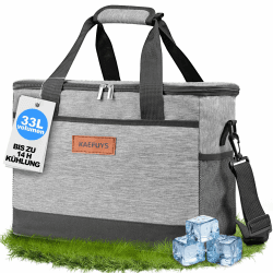 Kühltasche 33L+14h Kühlung Thermoisoliert Tragbar Groß Picknicktasche | Faltbar Wasserdicht Cooler Bag für Einkaufen Auto Büro Camping Outdoor Reisen Lebensmitteltransport Proviant Familie Grillen Grau B 33L Angebot bei HelloDeals