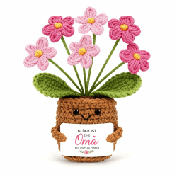 HUKUMA Pocket Hug Blume Oma, Geschenke für Großmutter, Gehäkelte Blumen Glücksbringer, Oma Geschenk für Geburtstag Muttertag Großelterntag Weihnachten Neujahr Rosa Blume Oma Angebot bei HelloDeals