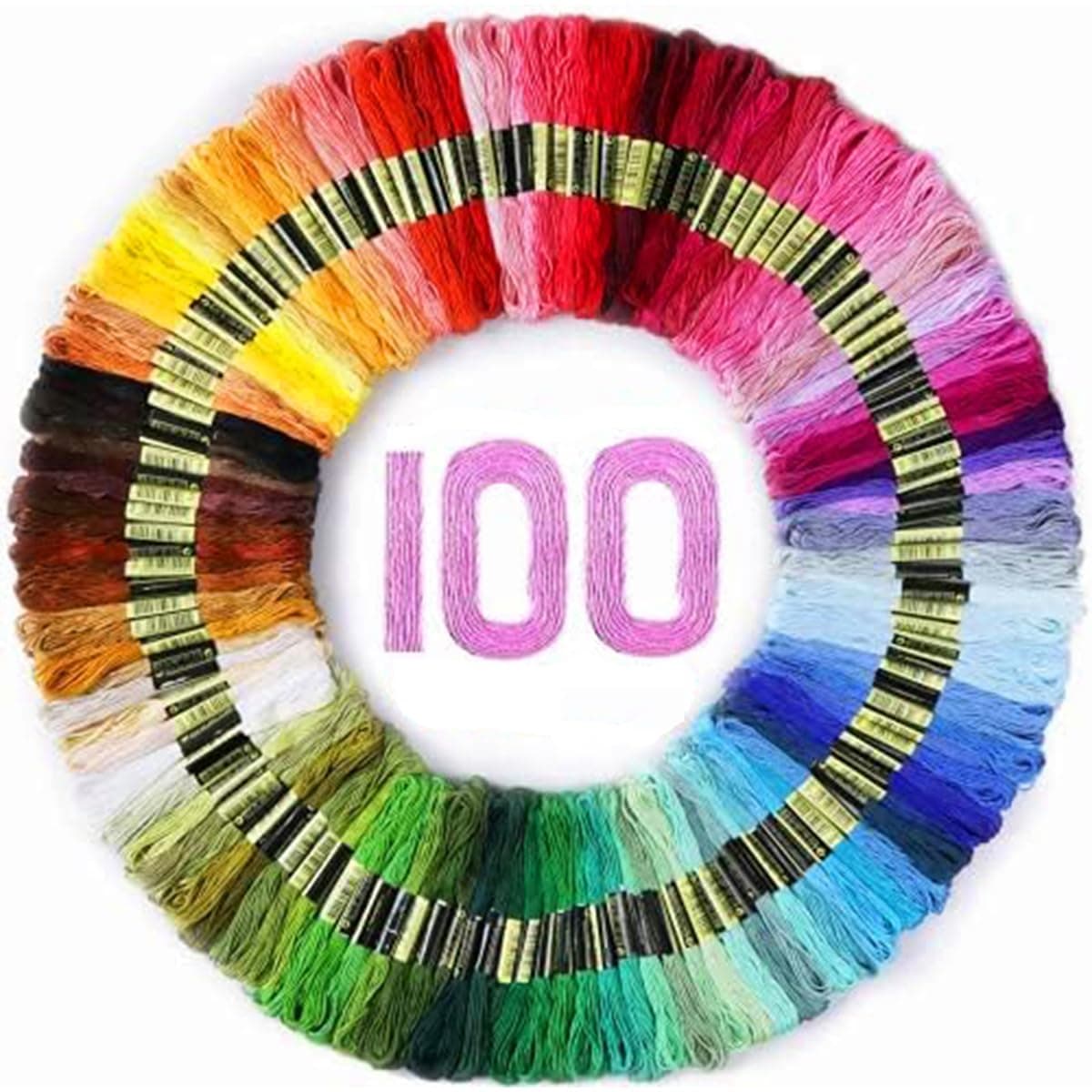 Maxee 100 Farben Stickgarn, Regenbogenfarbe, Stickgarn Wird für Kreuzstichfaden, Armbandfaden, Basteltwist, Kunsthandwerksdrehfaden Angebot bei HelloDeals