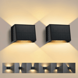 T-SUN 2 Stücke LED Wandleuchten für Außen, 3000K Warmweiß Solar Wandlampe mit Auf und ab Einstellbarer Lichtstrahl, 240° Abstrahlwinkel, IP65 Wasserdichte LED Außenwandleuchte für Wand Garten Zaun Angebot bei HelloDeals