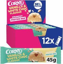 Proteinriegel Corny Protein Crunchy Vanilla & White Choc | 30% Protein | 12 x 45 g Vanilla White Choc Angebot bei HelloDeals