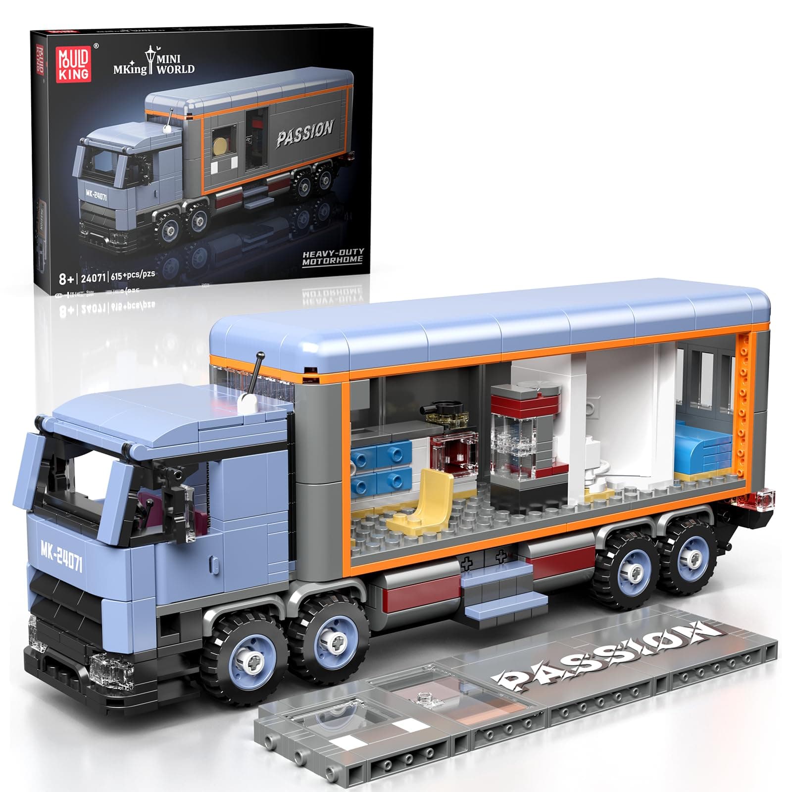 Mould King 24071 Klemmbausteine LKW Modellbausatz Bausteine Container LKW Wohnmobil Bausatz MOC Sammelmodell Geschenke für Erwachsene (615 Teile) LKW Wohnmobil bausteine Angebot bei HelloDeals