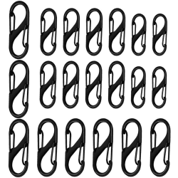 S Karabiner, 50mm/40mm/31mm Metall Doppelkarabiner 8 Förmiger Karabiner Karabinerhaken für Camping Zuhause Wandern(Schwarz) 10 Angebot bei HelloDeals