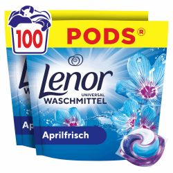 Lenor Pods Aprilfrisch Waschmittel, 100 Wäschen | Für lang anhaltende Frische und extra Geruchsabwehr, wirksam auch bei Kaltwäsche. Angebot bei HelloDeals