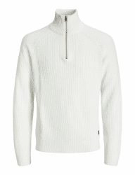 JACK & JONES Male Sweatshirt mit halbem Reißverschluss Einfarbig Sweatshirt mit halbem Reißverschluss | Relaxed Fit, Einfarbig, Langarm, Casual, Bei max. 30°C im schongang waschen XL Cloud Dancer Angebot bei HelloDeals