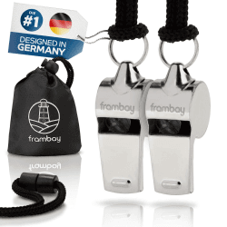 Frambay Trillerpfeife - Pfeife mit innovativer [AirSpin] Kugel I Schiedsrichterpfeife I Signalpfeife I Whistle I Trillerpfeife laut Notfall I Trillerpfeife sportunterricht I Trillerpfeife Kinder 2 Stk. Edelstahl Angebot bei HelloDeals