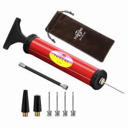 Tragbare Luftpumpe Ballpumpe mit Zubehör wie Nadel, Düse und Schlauch. Ideal für Ballsportarten (Fußball, Basketball, Volleyball, Rugby) und aufblasbare Artikel. Rot Angebot bei HelloDeals