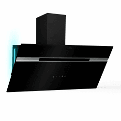 Klarstein Alina 90 Dunstabzugshaube - 615 m³/h, Touchpanel, LED-Hintergrundbeleuchtung, Energieklasse A, Leise 63 dB, Abzugshaube Küche, 90 cm, Schwarz Schwarz 90 cm Energieklasse A Angebot bei HelloDeals
