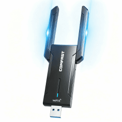 COMFAST WLAN Stick USB3.0 5400M WiFi6E WLAN Empfänger PC USB WLAN Adapter | Dreifrequenz mit Hocheffizienten Doppelantennen, OFDMA & MU-MIMO, WPA3, Treiberfrei für Win10/Win11, Schnellinstallation Blau Angebot bei HelloDeals