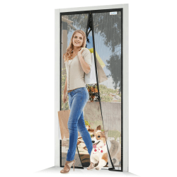 Fliegengitter Balkontür Magnet 125x200cm, Aktualisierte Version Fliegengitter Tür, Schwarzer Magnetvorhang Insektenschutz, Ohne Bohren Angebot bei HelloDeals