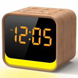REACHER Radiowecker für das Schlafzimmer, Digitale FM Radiouhr mit Weißrausch-Soundmaschine, 9 Alarmtönen, dimmbarem Display, 7 Farben Nachtlicht, Automatischem Abschalt-Timer, Snooze Holzoptik Angebot bei HelloDeals