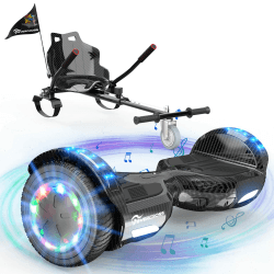 EVERCROSS 6,5″ Hoverboards mit Sitz, 4 Ah Batterie, Bluetooth, LED | Hover Board mit Hoverkart für Kinder Teenager Erwachsene, bis 15 km/h, 10–15 km Reichweite, 70–90 cm Verstellbare Kart-Länge Schwarz Angebot bei HelloDeals