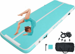 Air Turn Track Matte 2m 3m 4m 5m 10/20cm Dicke Turnen Matten Aufblasbar Gymnastikmatte Rutschfest Sportmatte für Zuhause/Training/Tumbling/Yoga/Outdoor/Fitness 400*100*10cm Grün Angebot bei HelloDeals