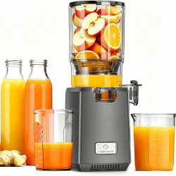 LINKChef Entsafter für Gemüse und Obst mit 130 mm Breiter Einfüllöffnung, 250 W Slow Juicer BPA-Frei, Elektrische Saftpresse, 1,8 L, Leicht zu Reinigen, inkl. Saftrezepte Grau Angebot bei HelloDeals