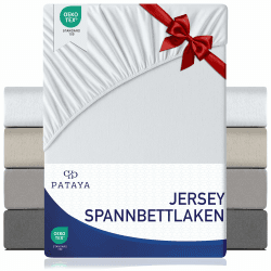 Pataya Spannbettlaken 180x200cm - Oeko-TEX Zertifiziert Baumwollmischung Spannbetttuch bis zu 25 cm Bettlaken für Boxspringbett Matratzen (Weiss - 180x200) 180x200 Weiß Angebot bei HelloDeals