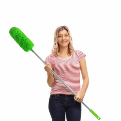 Staubwedel Teleskop Waschbar, Staubwischer Mikrofaser Edelstahl Teleskop Stange und Verbiegbare Eckbesen, Staubwedel Lang Ausziehbar Extra Lang Bis 254cm, für Decken Spinnweben (Grün) | Teleskop-Staubwedel zur Reinigung von hohen Deckenventilatoren, Spinn Angebot bei HelloDeals