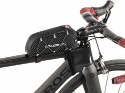 ROCKBROS Fahrrad Rahmentasche Oberrohrtasche ca.1L mit Seitliche Kordel | Fahrradtasche aus Kratzfestes PU Gewebe, Reflektierend Bikepacking für Rennrad Gravelbike MTB E Bike 22*10*5,5 cm 1 L Schwarz Angebot bei HelloDeals
