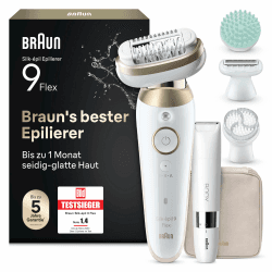 Braun Epilierer Damen Silk·épil 9 Flex SkinSpa, 9-481 3D, Gold | All-in-One Set, 360° Flexiblem Kopf für Eine Einfache Haarentfernung, Ladyshaver, Wasserdicht, Inkl. 3 Extras, Körpertrimmer 1 + 4 Zubehörteile + Tasche Angebot bei HelloDeals