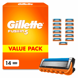 Gillette Fusion 5 Klingen Herren, 14 Original Rasierklingen, Orange | Für Nassrasierer mit Größerem Gleitstreifen für Ein Sanftes Gleiten Und für Eine Unglaublich Gründliche Und Komfortable Rasur 14 Klingen Angebot bei HelloDeals