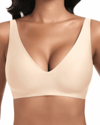 Jiuday Tiefer V Push Up BH Damen ohne Bügel Bequemer Jelly BH für Große Brüste Starker Halt Seamless Soft Bra Bügelloser Gepolstert Glatter Nahtloser Bralette XL #1 Beige Angebot bei HelloDeals
