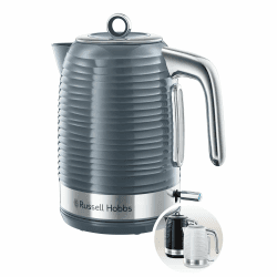 Russell Hobbs Wasserkocher (1,7l, 2400W) Inspire Grau mit hochwertiger Hochglanz-Struktur (Schnellkochfunktion, herausnehmbarer Kalkfilter, Wasserstandsanzeige, abnehmbarer Deckel) Teekocher, Grau Grau 1,7l Angebot bei HelloDeals