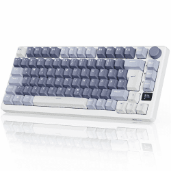 RK ROYAL KLUDGE M75 Gaming Tastatur kabellos 75% TKL Mechanische Tastatur RGB 2,4 GHz Wireless/Bluetooth/USB-C QWERTZ mit OLED-Smart-Display und Knopf Hot Swappable Roter Schalter, Lavendelviolett Lavendelviolett Hot Swappable Roter Schalter Angebot bei HelloDeals