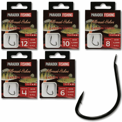 Paradox Fishing Zielfisch-Vorfächer Set | für Aal, Allround, Feeder oder Forelle I scharfe Carbonhaken | Angelhaken mit Vorfach I an Hochleistungsschnur gebunden | Allround-Haken 5 Stück je 1x #12/#10/#8#/#6/#4 Angebot bei HelloDeals