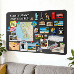 Magnettafel Groß aus Metall in Schwarz: Reiseschätze stilvoll zeigen | Matte Magnetwand für Reisemagnete sowie Fotos und Souvenirs – 50 × 80 cm als persönliche Galerie im Wohnzimmer oder Büro Schwarz 50B x 80H cm Angebot bei HelloDeals