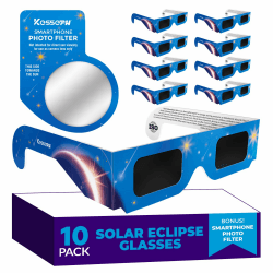 Sonnenfinsternis-Brillen 2026 (10er-Pack) – CE- & ISO-konforme Schutzbrillen für die sichere Sonnenbeobachtung, inkl. Smartphone-Filter, Design: Blaue Sterne Blue star 10 Angebot bei HelloDeals