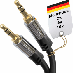KabelDirekt – Aux-Audio-Klinkenkabel 3,5mm – 5x1,5m – Metall | 5er-Set 3,5-mm-Stereo-Audiokabel für Kopfhörer, Handy, PC, Auto & HiFi – vergoldete Stecker, mehrlagig geschirmt, schwarz 1,5 meter 5er-Pack Schwarz Angebot bei HelloDeals