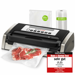 Bonsenkitchen Vakuumiergerät, Hochleistung 15 L/min, Multifunzionale | Griffverriegelung und Integrierter Schneider, Testsieger Sehr Gut, Nachhaltigkeitszertifizierung, 1 Rollbeutel, 10 Beutel Basic Schwarz Angebot bei HelloDeals