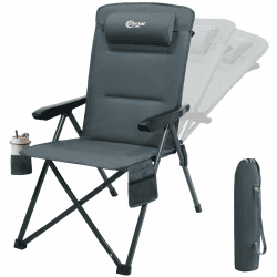 Portal Campingstuhl Faltbar Rückenverstellbar in 3 Positionen Klappstuhl 160 KG Belastbar Hohe Lehne Camping Anglerstuhl Gartenstuhl Liegestuhl Alu für Garten Balkon Picknick Grau 1 pc Angebot bei HelloDeals