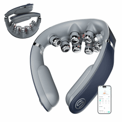 SKG® Das Original Faltbare Nackenmassagegerät, Wärme, Kabellos, G7 Pro Fold | Elektrisches Massagegerät mit App Puls- und Vibrationsmassage Nacken Tragbar für Zuhause & Büro Geschenk für Männer Frauen Grau Angebot bei HelloDeals