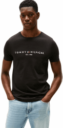 Tommy Hilfiger Herren T-Shirt Kurzarm Core Tommy Logo Rundhalsausschnitt XXL Schwarz (Jet Black) Angebot bei HelloDeals