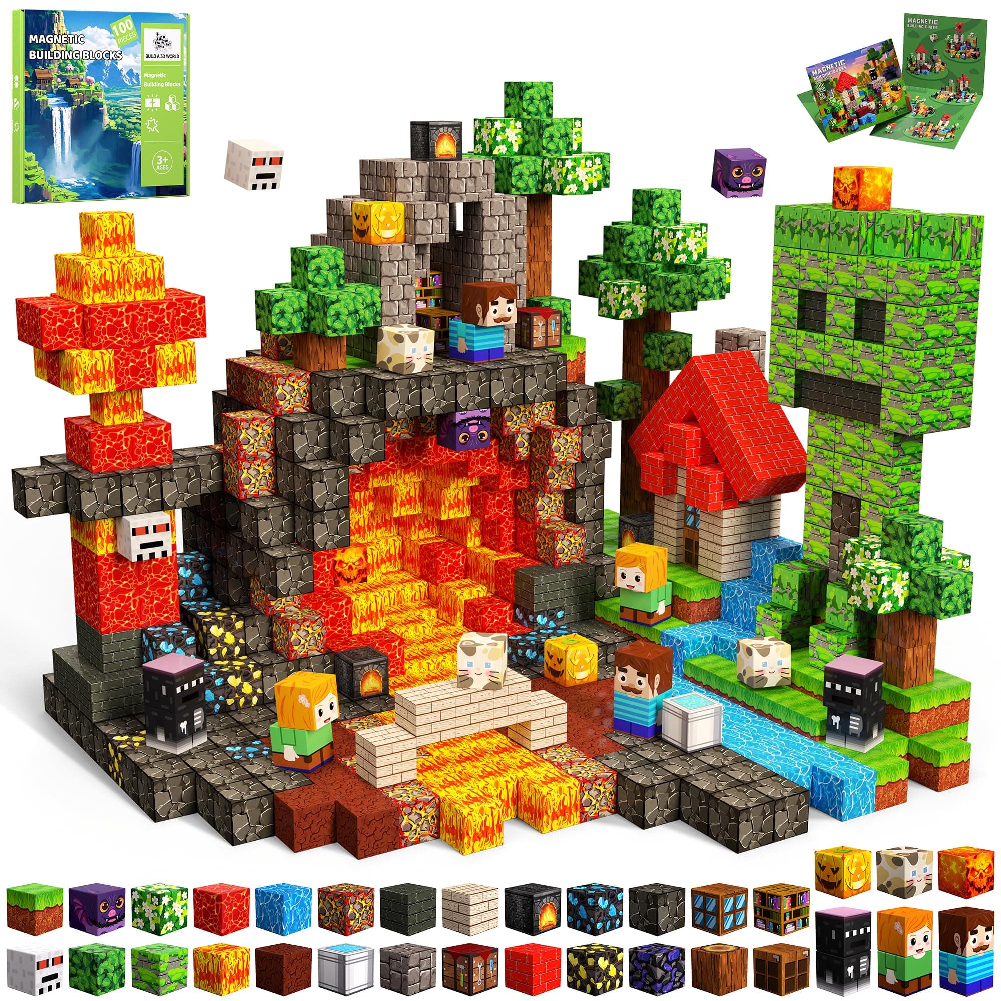 Magnetische Bausteine, 100 2CM Teile Spielzeug Magnetbausteine für Kinder | 2CM Magnetwürfel Montessori Spielzeug ab 3 4 5 6 7 8 Jahre Junge und Mädchen Magnetic Blocks Geschenke für Kinder 100 Pieces-Waldlava Angebot bei HelloDeals