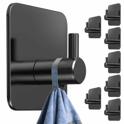 4smile Handtuchhalter ohne Bohren, 8 Stück, Schwarz | Handtuchhaken Bad, Klebehaken modern, stilvoll - Haken selbstklebend extra-stark mit 3M-Klebe-Pads, Wandhaken 8er Set Schwarz Angebot bei HelloDeals