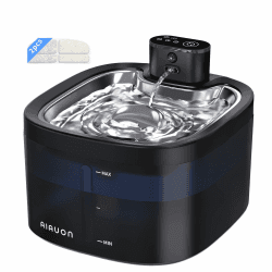 Katzenbrunnen kabellos 118oz/3,5L Drahtlos & Ultra-leise mit Sensor-und Zeitmodus, Edelstahlpalette, Batteriebetriebener Trinkbrunnen für Katze,Trinkbrunnen für Katze (3.5L Katzenbrunnen+2Filter) Katzenbrunnen+2 Filters Angebot bei HelloDeals