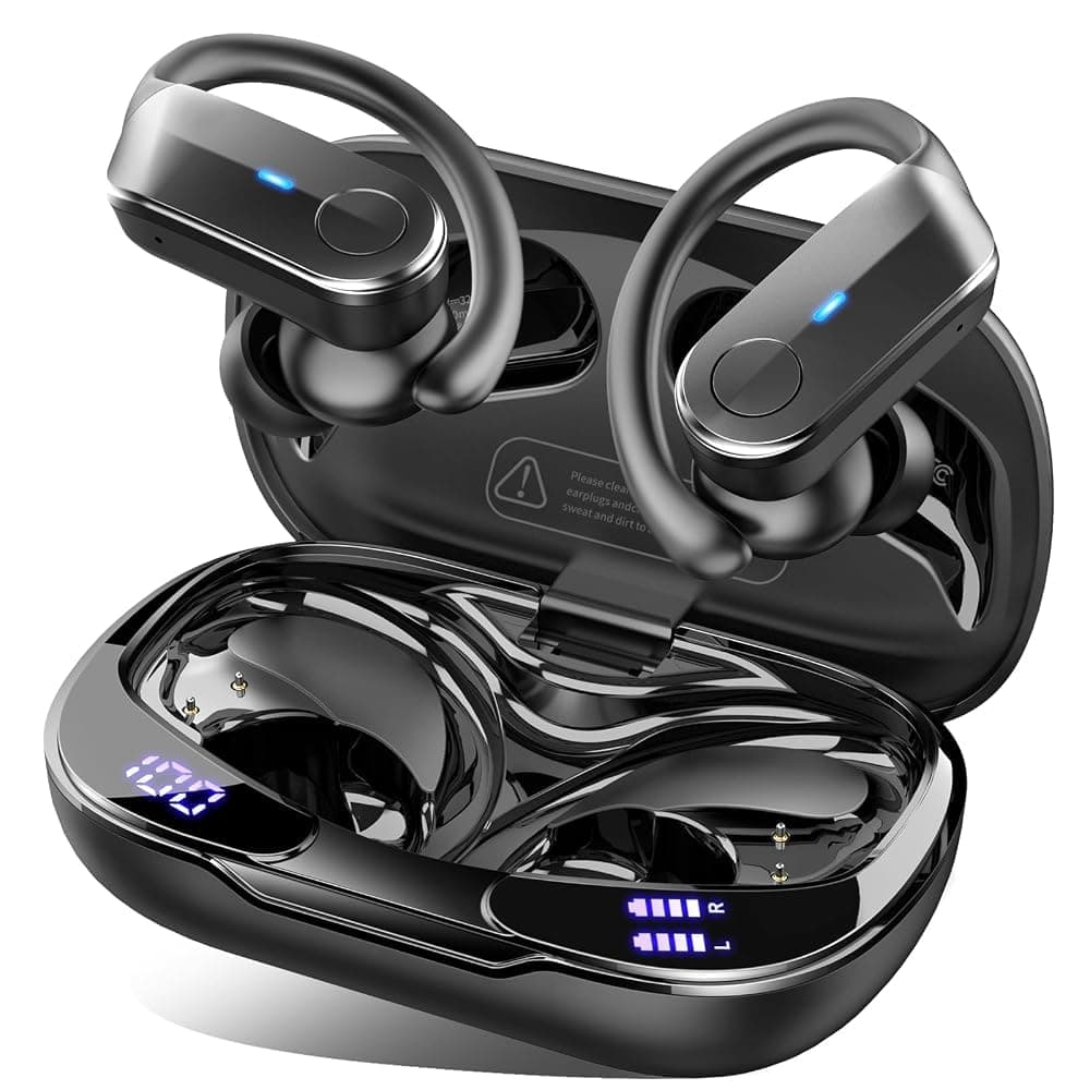 Kopfhörer Kabellos Bluetooth 5.4, 70H In Ear Bluetooth Sportkopfhörer IP8 | 4 ENC-Mics für Klare Anrufe, 6D HiFi-Stereo mit Tiefer Bass, USB C, Dual LED-Anzeige, Ohrhörer für Laufen Arbeit, Android/iOS A-Lichtschwarz Angebot bei HelloDeals