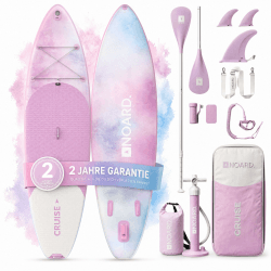 NOARD SUP Board aufblasbar Double-Layer-Dropstitch 326 cm bis 140 kg | Komplett-Set inklusive Paddel, Doppelhub-Pumpe, Rucksack, Leash und Drybag Batik Flower Angebot bei HelloDeals