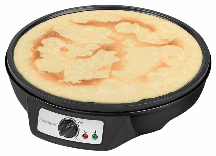 Bestron Crêpes Maker im Retro Design, für Crepes mit Ø 30 cm, inkl. Teigverteiler & Crêpes-Wender, mit Antihaftbeschichtung, 1000 Watt, Farbe: Schwarz Angebot bei HelloDeals