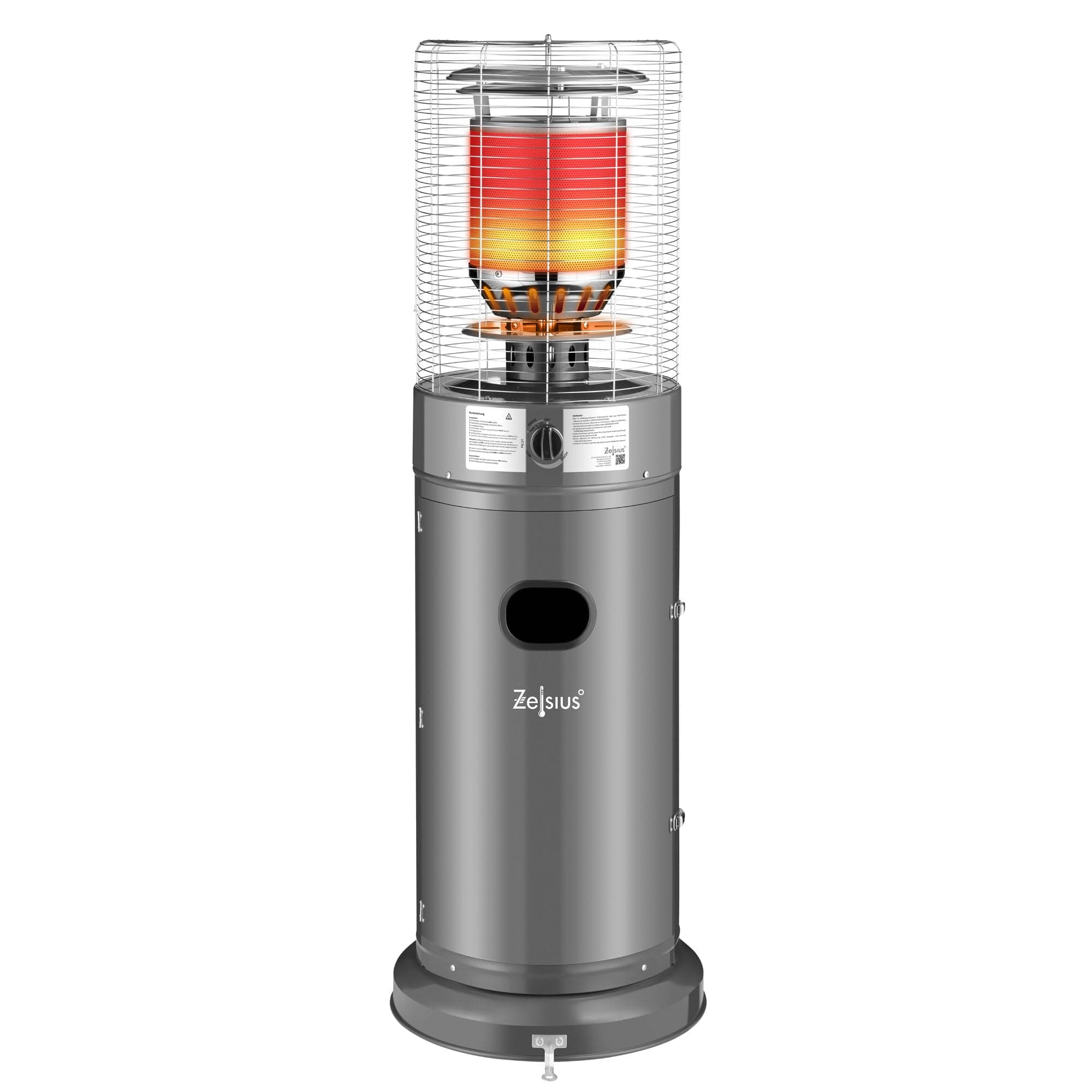 Zelsius Gas Heizstrahler "Zermatt" | 11 kW | Ø 46 cm x 137 cm | Hellgrau | Terrassenheizstrahler außen, Terrassenheizung, Outdoor Heizpilz, Gasheizpilz für Terrasse Balkon und Garten Angebot bei HelloDeals