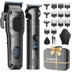 VGRPRO Haarschneidemaschine profi und Trimmer Set für Männer, mit EVA-Etui | Kabellose Elektrischer Haarschneider Herren und Haartrimmer herren Set,Hair Clipper,14 Aufsteckkämme, LED-Anzeige, USB-Ladung Gray Angebot bei HelloDeals