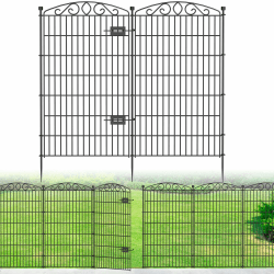 10 Paneele Gartenzaun mit Tor – 122 cm H x 7,1 m L, ohne Graben, rostfreier Metall-Hundezaun für Hunde und Kaninchen, dekorative Außengrenze für Hof, Terrasse und Blumenbeete 122 cm (H) X 7,1 m(L) Gartenzaun mit Tor Set (10 Teilig) Angebot bei HelloDeals