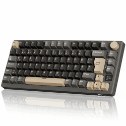RK ROYAL KLUDGE M75 Gaming Tastatur kabellos 75% Prozent TKL Mechanische Tastatur RGB 2,4 GHz Wireless/Bluetooth/USB-C QWERTZ mit OLED-Smart-Display und Knopf Hot Swappable Roter Schalter, Grau Gray Hot Swappable Roter Schalter Angebot bei HelloDeals