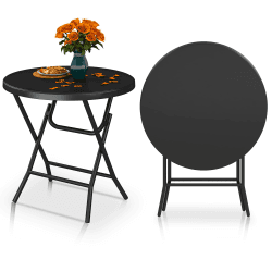 YITAHOME 80cm Gartentisch, Runder Klapptisch, Balkontisch Klappbar, Campingtisch Wetterfest für Outdoor Party Strand BBQ, mit Rostfreie Metallrahmen, 80 x 80 x 74cm, Schwarz Schwarz 80 cm Angebot bei HelloDeals