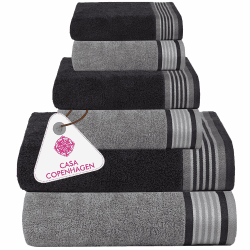 Casa Copenhagen He & She 6-teiliges Handtuchset, Kieferngrau + Grauviolett, 550 g/m²2 Badetücher, 2 Handtücher, 2 Waschlappen, Entworfen in Dänemark Aus ägyptischer Baumwolle für Bad, Küche & Dusche 6-teiliges Handtuchset, Kieferngrau + Grauviolett 6-teil Angebot bei HelloDeals